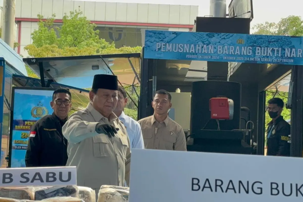 Presiden Prabowo Hadiri Pemusnahan Barang Bukti Narkoba 214,84 Ton