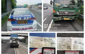 Kecelakaan di Tol Jagorawi, Dua Truk Tronton Tabrakan