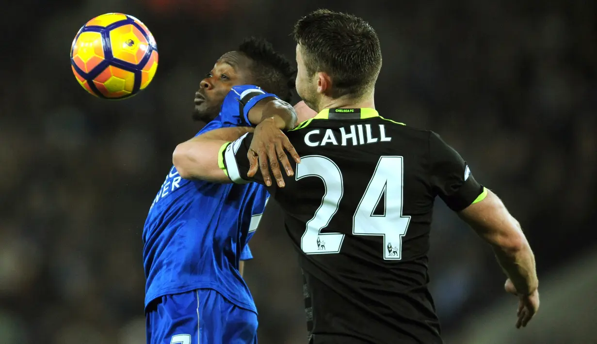 Laga lanjutan Liga Inggris antara Chelsea vs Leicester di Stadion King Power, Inggris, Sabtu (14/1). Leicester harus mengakui keunggulan Chelsea  dengan skor telak 3-0 (AP Photo/Rui Vieira)