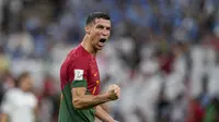 Bintang Portugal Cristiano Ronaldo di Piala Dunia 2022. (AP Photo/Abbie Parr)