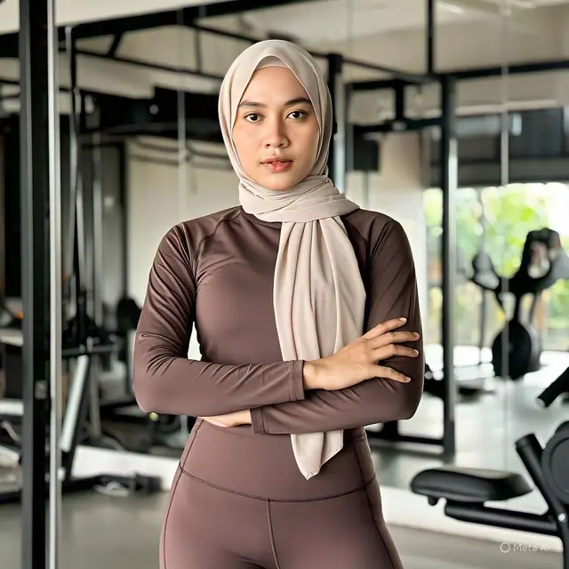 Outfit Olahraga Hijab Kekinian (Images by Meta AI)
