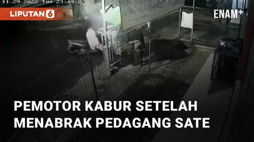 VIDEO: Tabrak Pedagang Sate Keliling di Pinggir Jalan, Pemotor Kabur Terekam CCTV