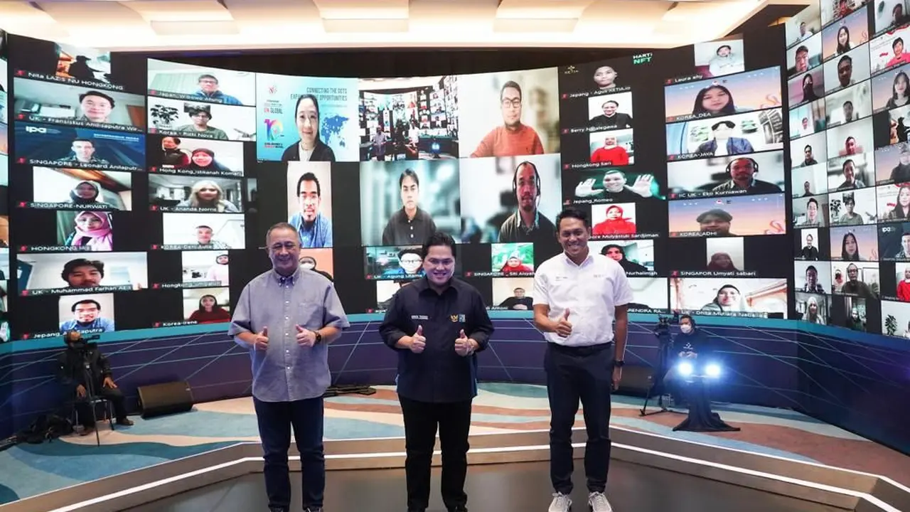 Menteri BUMN Erick Thohir dalam pertemuan virtual dengan ratusan perwakilan diaspora Indonesia. (Dok BNI)