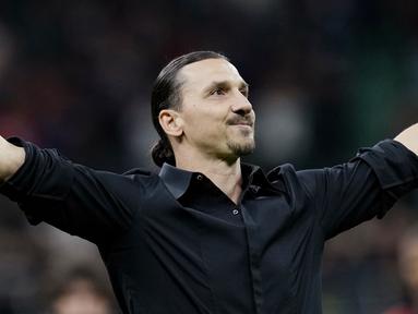Zlatan Ibrahimovic memutuskan gantung sepatu di AC Milan pada akhir musim ini. Ibrakadabra yang berkarier di AC Milan dalam dua periode yakni 2010-2012 dan 2020-2023 ini telah mengoleksi 93 gol dan 35 assist dari 163 pertandingan di semua kompetisi. (AP Photo/Antonio Calanni)