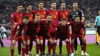 Pemain Timnas&nbsp;Spanyol melakukan sesi foto sebelum pertandingan Grup E Piala Dunia 2022 melawan Timnas&nbsp;Jerman yang berlangsung di Al Bayt Stadium, Qatar, Senin (28/11/2022). (AP Photo/Julio Cortez)