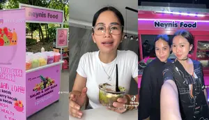 Usai mencoba brownies alpukat dan salad buah Neynis Food, Farida Nurhan beri masukan kepada pemiliknya untuk memperbaiki sikap. (Sumber: TikTok @farida.nurhan & @neynisfood)