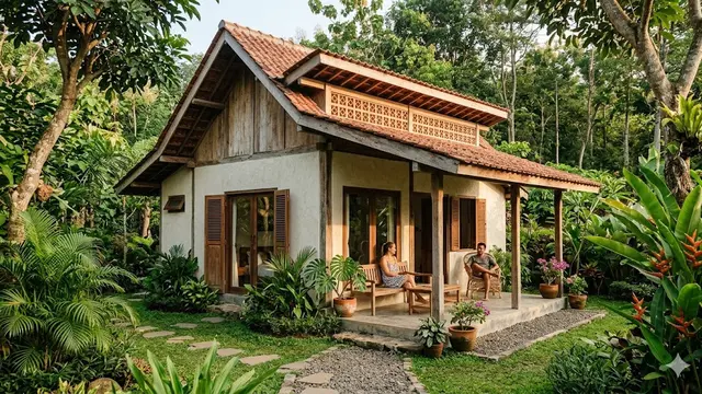 Desain Rumah 6x9 dengan Konsep Tropis yang Sejuk dan Hemat Lahan
