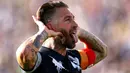 Pemain Monterrey, Sergio Ramos merayakan golnya ke gawang Inter Milan dalam laga Grup E Piala Dunia Antarklub 2025 di Rose Bowl stadium, Pasadena, Amerika Serikat, Rabu (18/06/2025) WIB. (AFP/Stu Forster)
