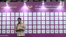 Menpora, Imam Nahrawi memberi sambutan pembuka Kejuaraan Junior Senam Artistik Asia ke-15 di Istora Senayan, Jakarta, Rabu (25/4). 20 negera ambil bagian pada ajang ini dengan total kontingen 286 orang. (Liputan6.com/Helmi Fithriansyah)