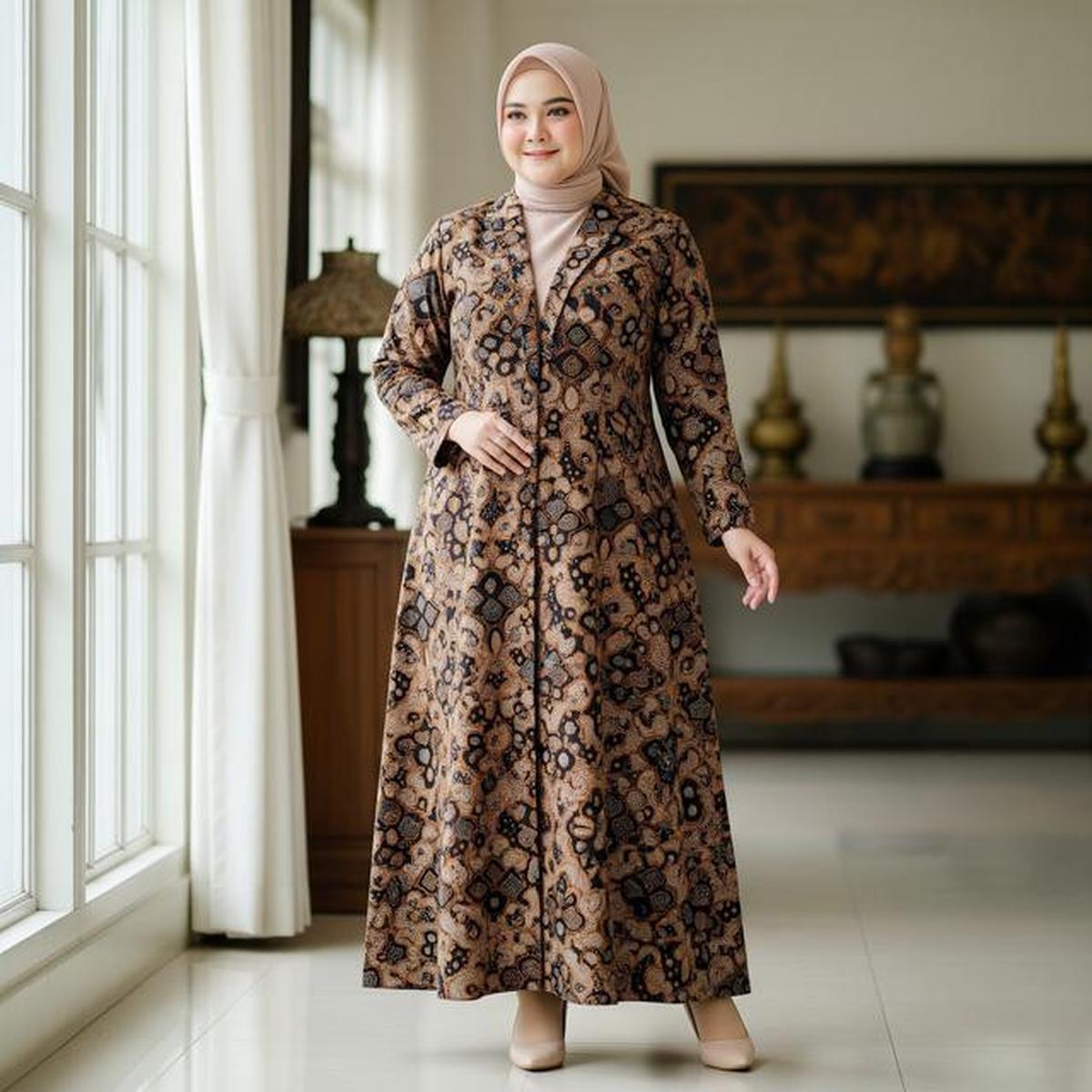 7 Model Gamis Batik Blazer Syari Size Besar, Pilihan Modis untuk Tampil Anggun di 2025