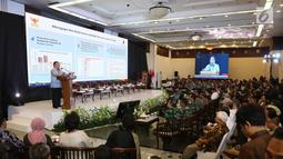 Menteri PPN/Kepala Bappenas, Bambang Brodjonegoro memberi paparan dalam Dialog Nasional II Pembangunan Ibu Kota Negara, di Jakarta, Rabu (26/6/2019). Rencana pemindahan ibu kota dari Jakarta terus digodok pemerintah, bahkan anggaran untuk dana pemindahan sudah disiapkan. (Liputan6.com/Angga Yuniar)