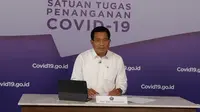 Di Graha BNPB, Jakarta, Selasa (4/5/2021), Juru Bicara Satgas Penanganan COVID-19 Wiku Adisasmito menyampaikan masyarakat dapat memilih opsi berbelanja yang lebih aman. (Tim Komunikasi Satgas COVID-19)