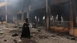 Diketahui, gedung sekolah ini telah diubah menjadi tempat penampungan pengungsi Palestina. (Omar AL-QATTAA/AFP)