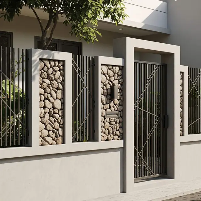 Pagar Beton Kombinasi Besi Minimalis dan Estetik