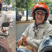 Kisah sorang kakek tua yang menjadi tukang ojek pangkalan. Meskipun susah dapat pelanggan, kakek Sholeh tetap santun. | Sumber Foto: facebook.com/Mery Hasan