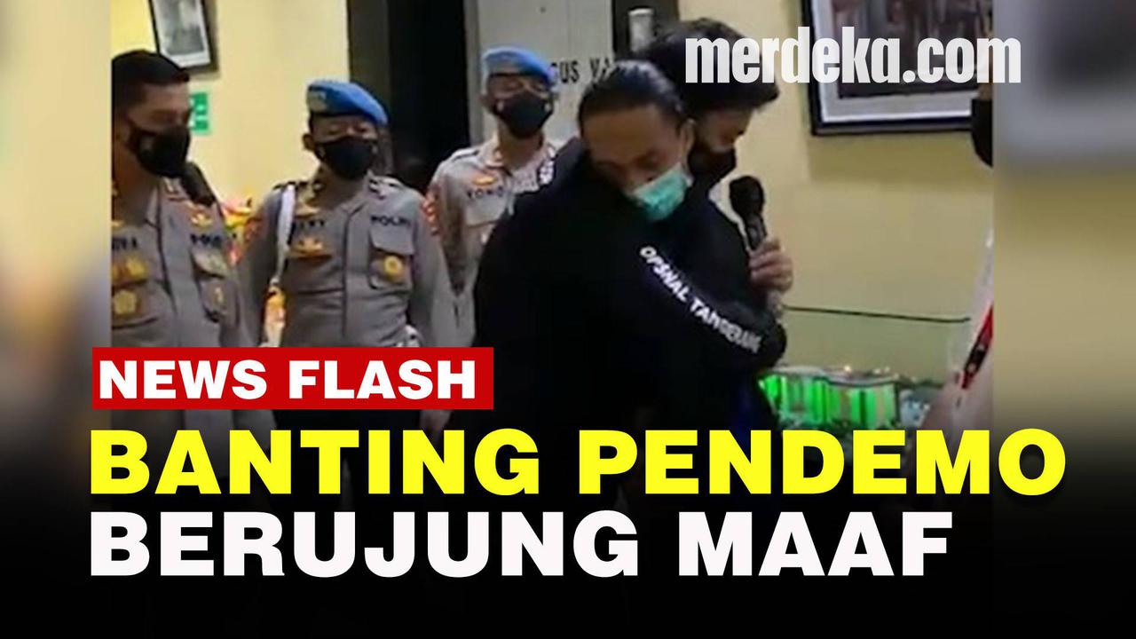 Video: Pelukan Maaf Polisi ke Mahasiswa yang Dibanting Sampai Kejang saat Demonstrasi
