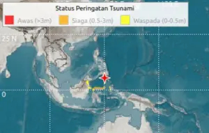 Pada Senin (8/6/2026) pukul 06.37.42 WIB wilayah Pantai Selatan Mindanao, Filipina diguncang gempa tektonik. (Antara)