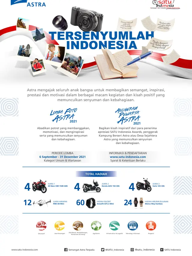 Pendaftaran Lomba Foto Astra & Anugerah Pewarta Astra 2021: Tersenyumlah Indonesia, resmi dibuka.