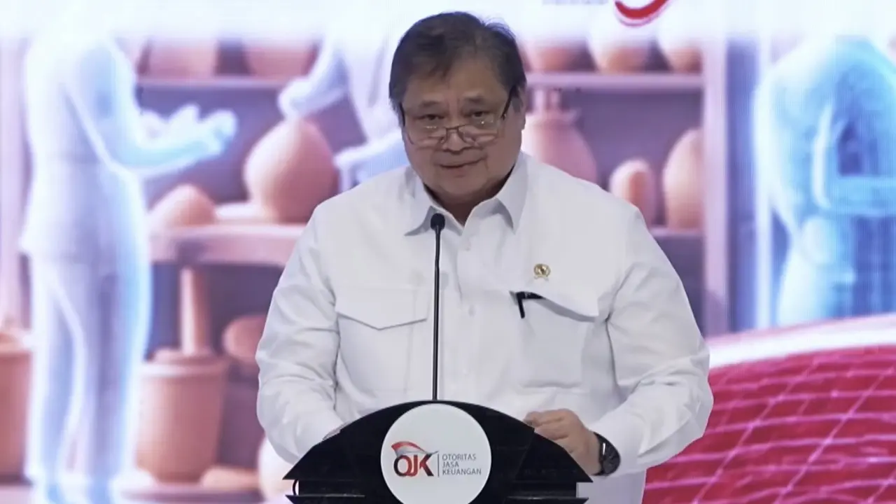 Menteri Koordinator Bidang Perekonomian Airlangga Hartarto dalam acara Rakornas TPKAD, di Jiexpo Kemayoran, Jakarta, Kamis (22/10/2026). (Foto: Liputan6.com/Tira Santia)