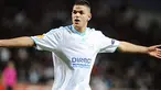 Selebrasi gol yang khas dari gelandang Olympique Marseille Hatem Ben Arfa di laga Europa League melawan FC Copenhagens di Velodrome Stadium, 25 Februari 2010. AFP PHOTO / GERARD JULIEN 