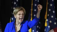 Elizabeth Warren, Senator dari negara bagian Massachusetts yang dianggap lawan capres 2020 oleh Presiden Donald Trump (AP/Reed Hoofman)