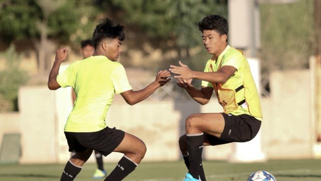 Latihan Timnas Indonesia U-16 jelang melawan UEA U-16.