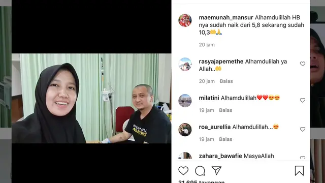 Unggahan Siti Maemunah terkait kondisi kesehatan ustaz Yusuf Mansur. (Foto: Instagram @maemunah_mansur)