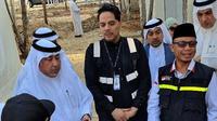 Petugas Penyelenggara Ibadah Haji (PPIH) Arab Saudi 1444 H/2023 M mulai memantau persiapan fasilitas di tenda Arafah dan Mina. (Foto: Liputan6/Nafiysul Qodar)