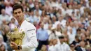  Ini adalah gelar Grand Slam ke-9 dan yang ketiga di Wimbledon bagi Djokovic. (EPA/ANDY RAIN)