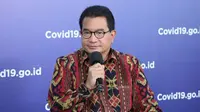 Ketua Tim Pakar Satuan Tugas Penanganan COVID-19 Wiku Adisasmito menjelaskan Perpres Nomor 82 Tahun 2020 untuk penanganan COVID-19 yang lebih cepat saat dialog di Graha BNPB, Jakarta, Jumat (24/7/2020). (Tim Komunikasi Publik Satgas Penanganan COVID-19)