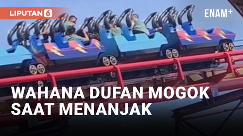 VIDEO: Wahana Halilintar Dufan Mendadak Berhenti saat Menanjak