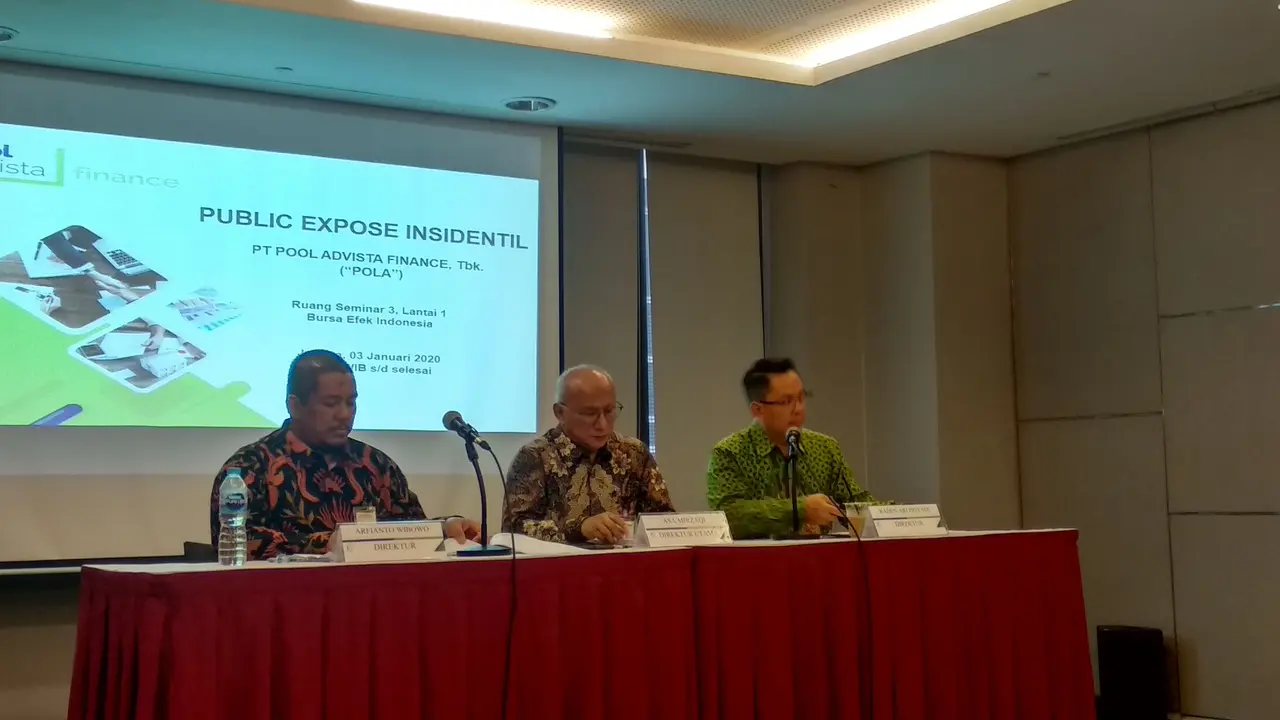 Penyelenggaraan Public Expose Insidentil PT Pool Advista Finance Tbk (POLA), pada Jumat (3/1/2020).