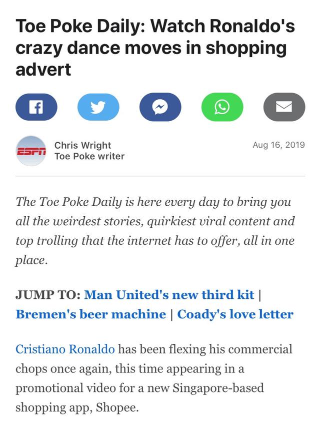 ESPN beritakan iklan Shopee