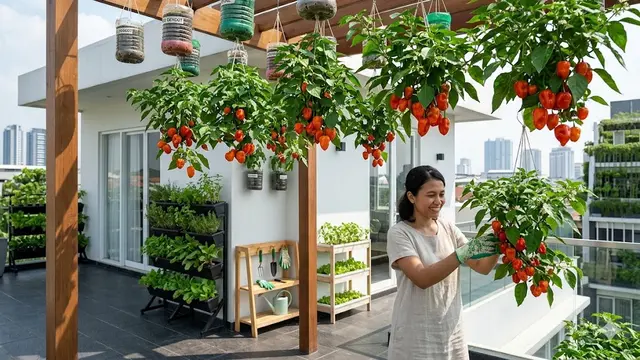 Kebun Cabai Gendot dengan Sistem Gantung Terbalik