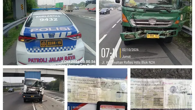 Kecelakaan di Tol Jagorawi, Dua Truk Tronton Tabrakan