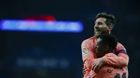 Lionel Messi mencetak dua gol saat Barcelona mengalahkan Espanyol 4-0 dalam laga lanjutan La Liga di Cornella de Llobregat, Minggu (9/12/2018).  (AP Photo/Joan Monfort)