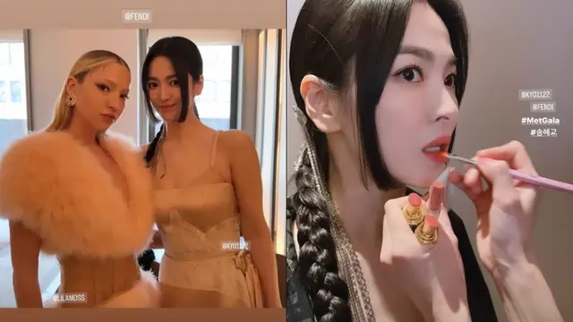 Unggahan rekan Song Hye Kyo soal penampilan sang aktris di Met Gala. (Instagram/ hyun.0509)