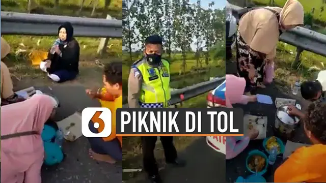 VIDEO: Piknik di Pinggir Tol, Sekeluarga Ditegur Polisi