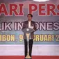 Presiden Joko Widodo (Jokowi) memberikan sambutan pada acara puncak Hari Pers Nasional (HPN) 2017 di Ambon, Maluku, Kamis (9/2). (Liputan6.com/Faizal Fanani)