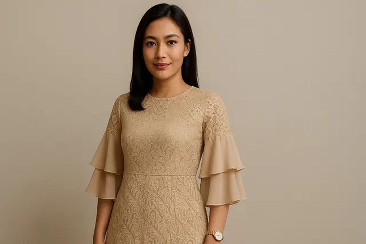 7 Model Batik Lengan Lonceng Dua Tingkat Pastel untuk Kerja, Anggun tapi Tetap Profesional