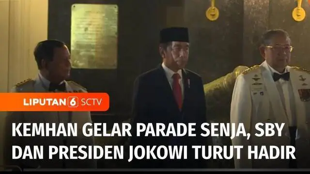 Presiden Joko Widodo memimpin upacara Parade Senja yang digelar oleh Kementerian Pertahanan Republik Indonesia. Acara ini juga dihadiri Presiden ke-6 RI Susilo Bambang Yudhoyono.