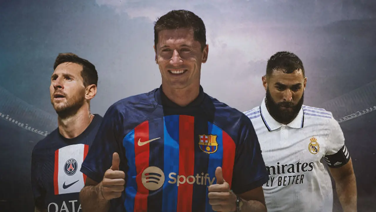 Ilustrasi - Lionel Messi, Robert Lewandowski, Karim Benzema