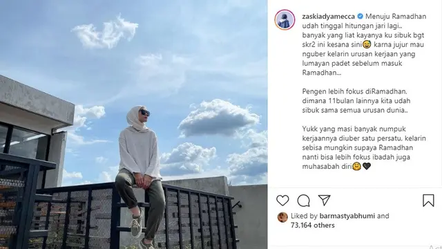 Zaskia Adya Mecca (Foto: Instagram/@zaskiaadyamecca)