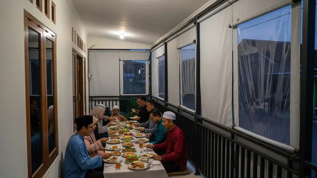 Teras dengan Tirai Outdoor Fleksibel