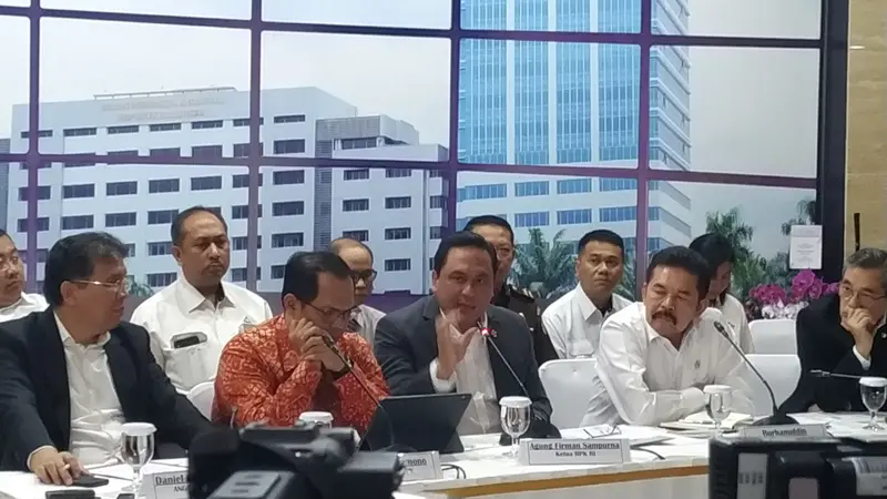 Konferensi pers hasil kajian Badan Pemeriksa Keuangan Republik Indonesia (BPR RI) terhadap laporan keuangan Jiwasraya, Rabu (8/1/2020).