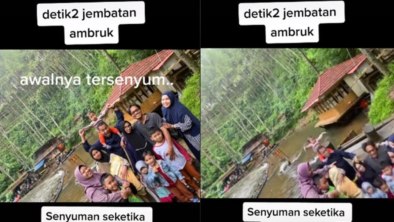 Asyik Berfoto dengan Keluarga, Jembatan Tiba-tiba Ambruk Ini Bikin Kaget