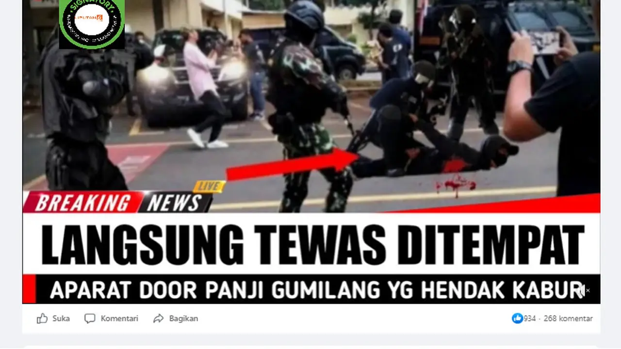 Tangkapan layar klaim video pimpinan Pondok Pesantren Al Zaytun Panji Gumilang tewas didor aparat,