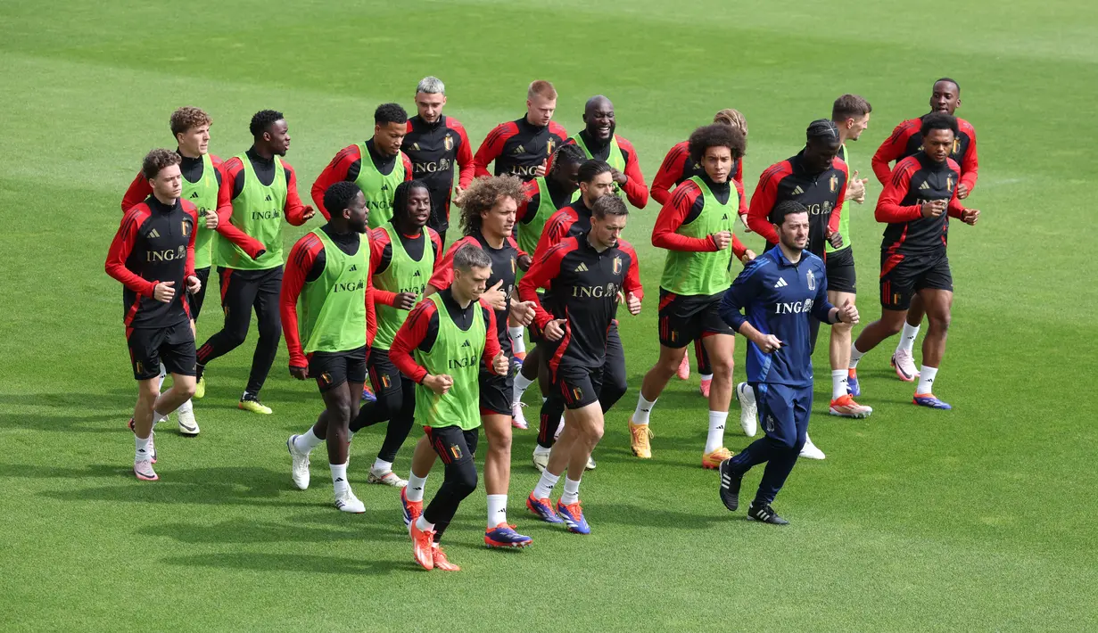 Euro 2024 merupakan Piala Eropa ke-7 buat Timnas Belgia. Enam partisipasi mereka sebelumnya adalah di edisi 1972, 1980, 1984, 2000, 2016, dan 2020. (VIRGINIE LEFOUR / Belga / AFP)