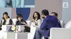 Direktur Konsumer BRI, Handayani (ketiga kiri) memberikan paparan saat menjadi pembicara dalam BRILIANPRENEUR 2019 di JCC, Jakarta, Sabtu (21/12/2019). Handayani mengatakan, BRI mendorong produk UMKM dalam negeri bisa bersaing di pasar global agar bisa diekspor. (Liputan6.com/Faizal Fanani)