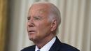 Tak lupa Biden juga memberi dukungannya kepada Wakil Presiden Kamala Harris untuk maju di pilpres. (Evan Vucci / POOL / AFP)